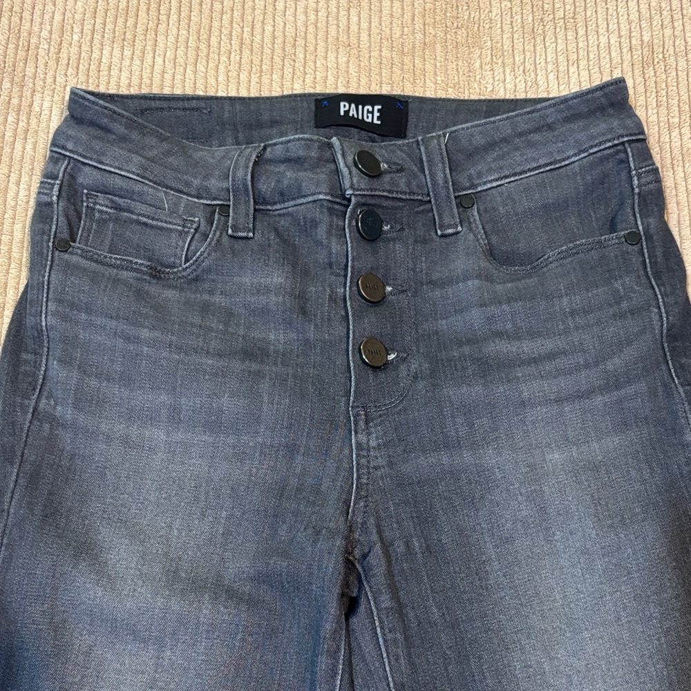 PAIGE Hoxton Ankle High Rise Button Fly Gray Wash Jeans Women’s Size 24